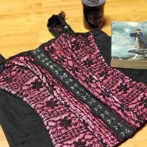Skull Pink Lace Corset Top